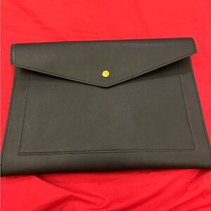 Glass Ladder & Co Black Envelope Clutch with Gold Button